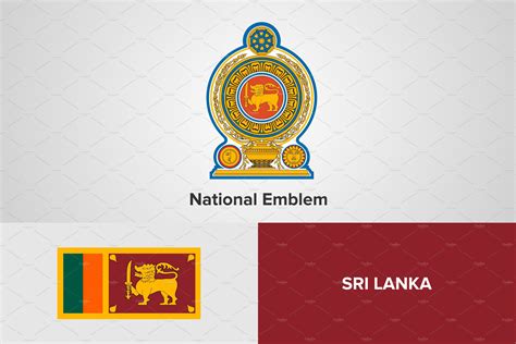 Sri Lanka National Emblem And Flag Object Illustrations ~ Creative Market