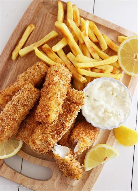 Crispy Baked Fish Sticks With Tartar Sauce The Comfort Of Cooking