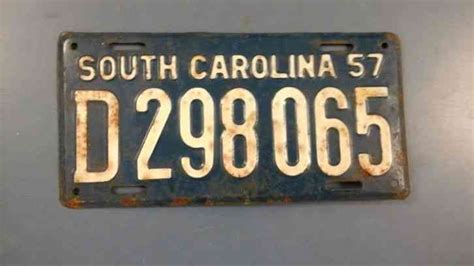 Vintage License Plate 1957 South Carolina Sc D298 065