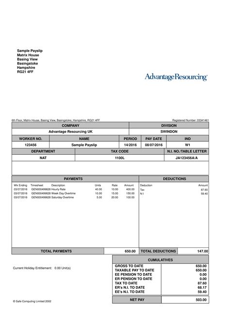 Payslip Templates 28 Free Printable Excel And Word Formats