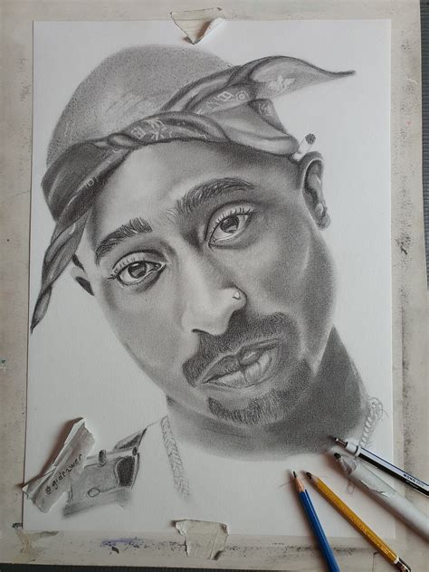 Tupac Shakur Graphite Portrait Tupac Art 2pac Art African Portraits Art