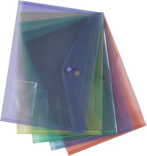 Qty 500 Assorted Document Wallet Folder Plastic A4 Popper Stud Closing
