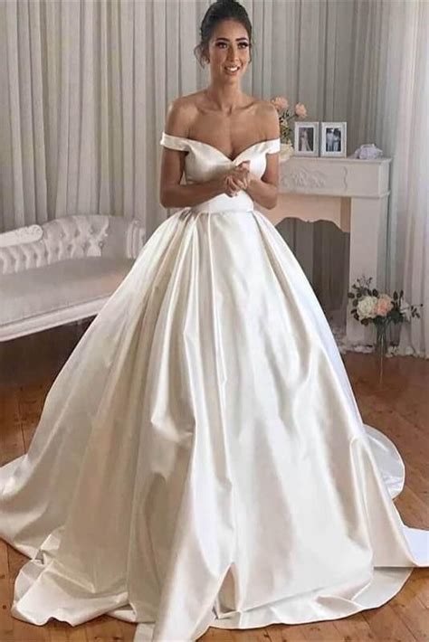 simple princess ivory ball gown sweetheart satin off the shoulder cr 12609 in 2020 satin