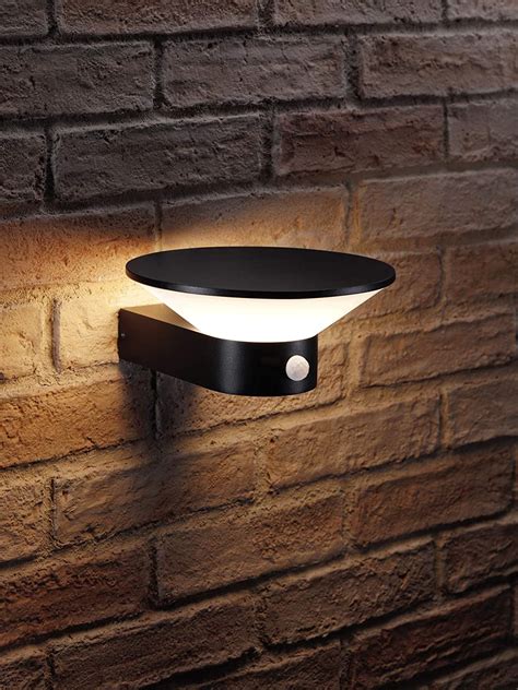 Auraglow Black Integrated Led Outdoor Pir Motion Sensor Wall Light Ip Warm White For
