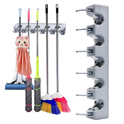 Mop And Broom Holder Wall Mounted Tool Best Offer Home