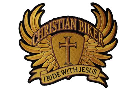 Christian Biker I Ride With Jesus Large Back Patch Christian Patches