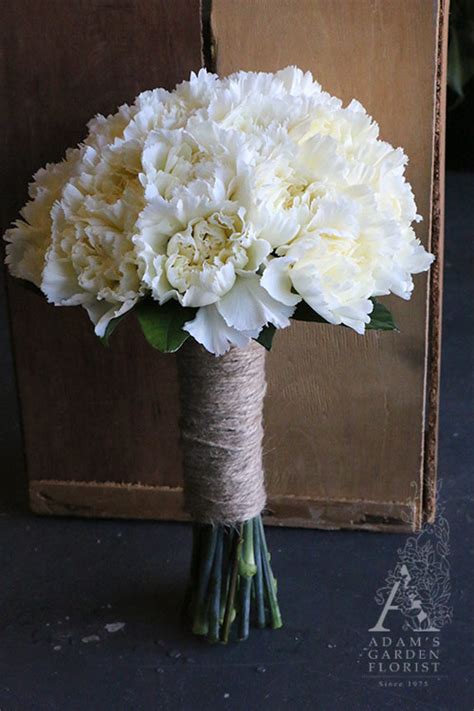 51 gorgeous summer wedding bouquets. White Carnation Wedding - Adam's Garden Florist