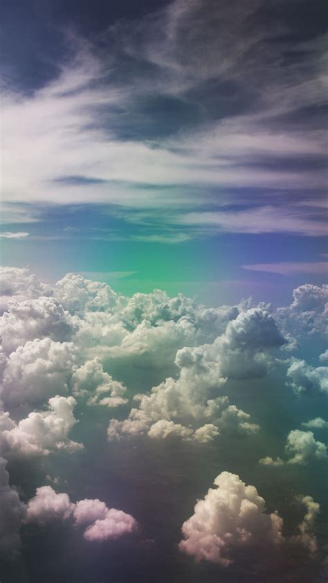 Download Wallpaper 2160x3840 Clouds Sky Porous Rainbow