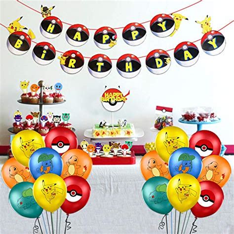42 Pcs Pokémon Birthday Party Decorations Pikachu Anime Party Supplies