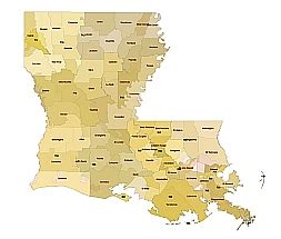 Louisiana Digit Zip Code And County Map