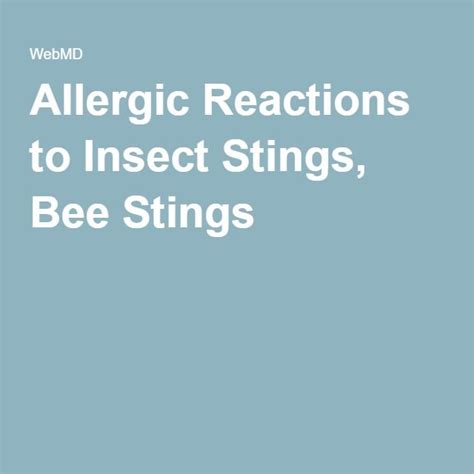 Allergic Reactions To Insect Stings Insect Stings Sting Bee Sting
