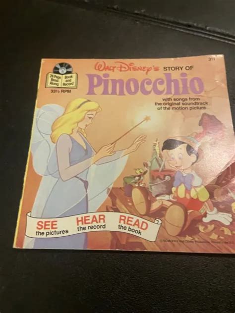 1977 Walt Disneys Story Of Pinocchio 24 Page Read Along Book And