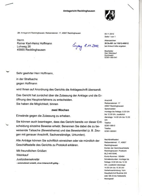 Also erst vorname und nachname, dann die straße . Wie das Amtsgericht Recklinghausen dem Solarkritiker den ...