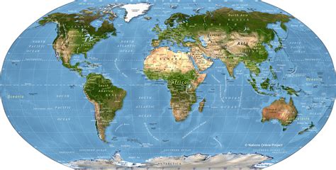These landforms also affect climate. World Map - A Physical Map of the World - Nations Online Project