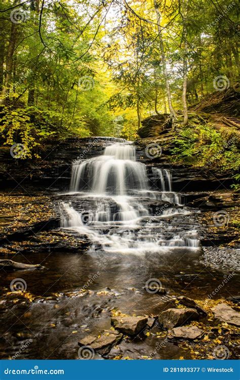 Waterfall At Ricketts Glen State Park In Pennsylvania Usa Stock Image