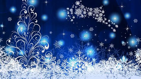 White Blue Christmas Tree Holiday Reindeer Snowflake Hd