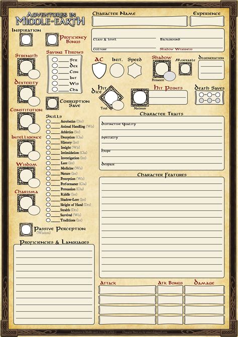 Dungeons And Dragons 5e Printable Character Sheet