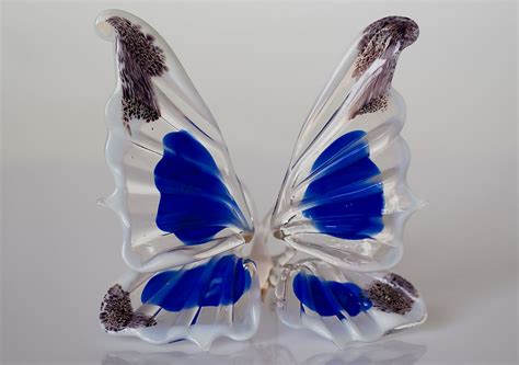 Hand Blown Glass Butterfly Sculpture Insect Statuette Home Etsy
