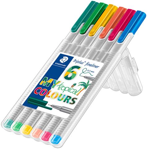 Staedtler Triplus Fineliner Pens Assorted Tropical Colours Pack Of 6