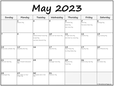 May 2023 With Holidays Calendar