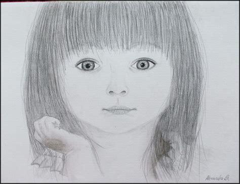 Desene in creion simple si usoare, desene din si in creion cu fete cute, de dragoste si. Desen - Portret de copil - Portretul unui copil, desen realizat in creion, Alexandra S.