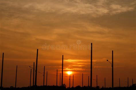 Lamp Posts On Sunset Background Stock Image Image Of Lamp Street