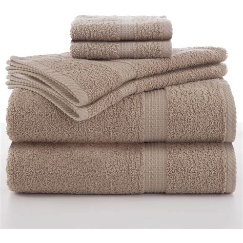 Utica Utica Essentials 6 Piece Cotton Bath Towel Set Beige