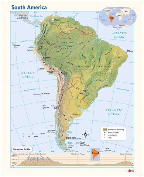 South America Map Physical Features Map