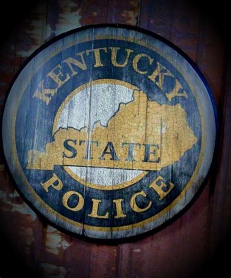 Hand Painted Kentucky State Police Logo Created On A True Used Bourbon