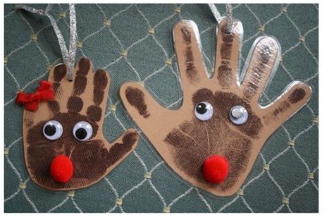 Preschool Christmas Parent T Handprint Reindeer Ornament Crafts