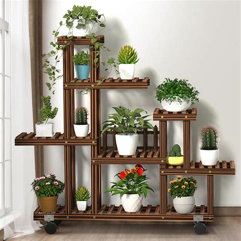913 Potted Wooden Plant Stand Indoor Outdoor Multiple Flower Pot