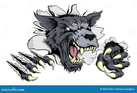 Wolf Or Werewolf Ripping Through Cartoon Vector