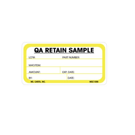 Qa Retain Sample Labels 15 Inch X 3 Inch 500 Per Roll Ms Carita