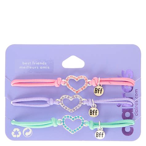 Best Friends Coloured Crystal Hearts Cord Bracelets Claires Bff Bracelets Friend Jewelry