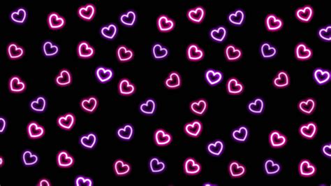 Neon Hearts Motion Background Video Glowing Neon Hearts Background