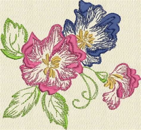 Flowers Machine Embroidery Design Etsy