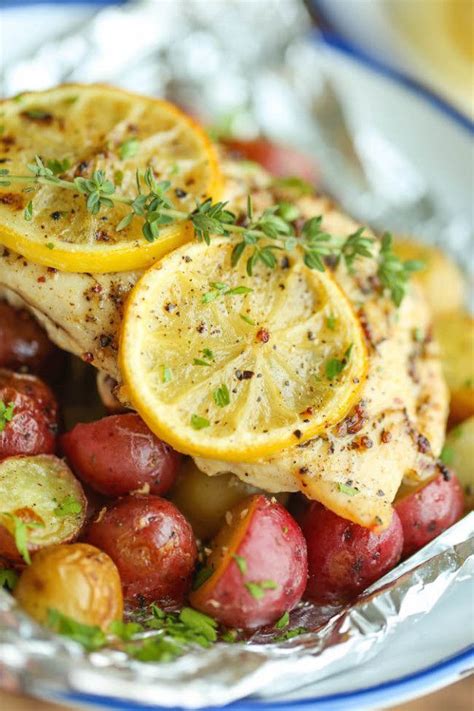 Place oven safe roasting pan in oven, heat for 10 min. Foil-Wrapped Lemon Chicken & Potatoes in 2020 | Food recipes, Foil packet meals, Cooking recipes