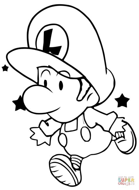 Mario and luigi coloring pages to print. Baby Luigi coloring page | Free Printable Coloring Pages