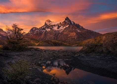 1500x1000 Torres Del Paine Chile Mountain Clouds Sunrise Red Orange