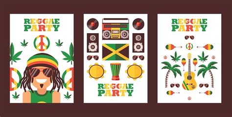 Reggae Party Invitation Vector Illustration Jamaican Style Music