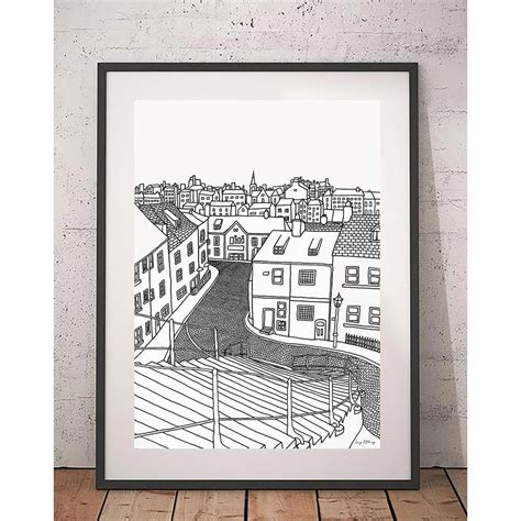 199 Steps Whitby Hand Illustrated Print By Lucy Kitch