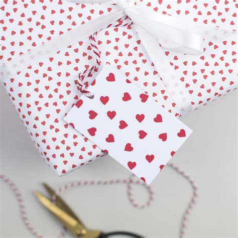 Red Heart Valentines Wrapping Paper By The Two Wagtails