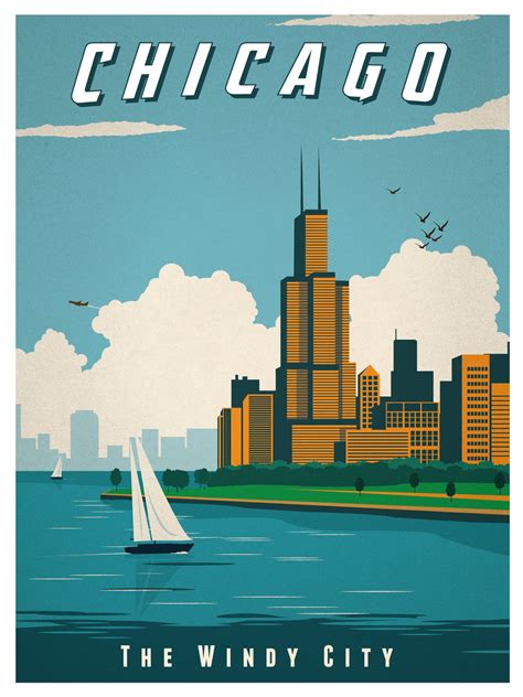 Chicago Poster Chicago Poster Chicago Art Print Travel Posters
