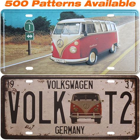 Vw Bus Car Germany License Plate Vintage Home Decor Tin Sign Shabby