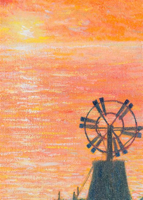 Windmill At Sunset In The Style Of Claude Monet 1884