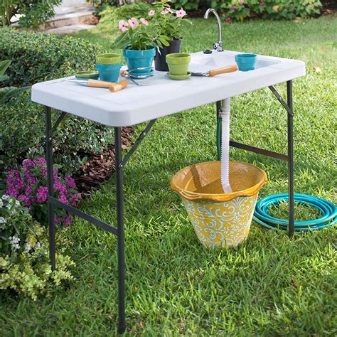 Uhomepro Camping Table With Sink Folding Outdoor Table With Sink