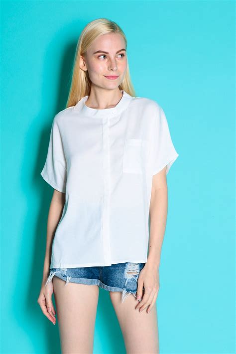 Mandarin Collar Sleeve Shirt White Sgd 2800 Fashion Shirt