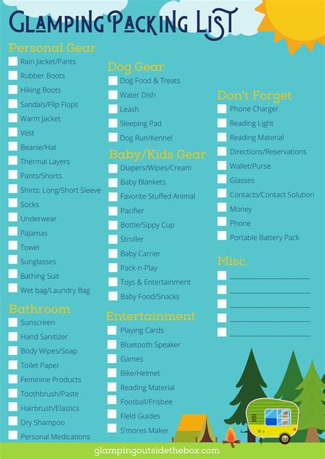 Glamping Packing List Glamping Outside The Box