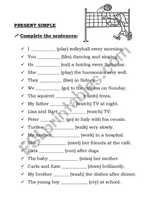 Present Simple Affirmative Sentences Esl Worksheet By April11 D44