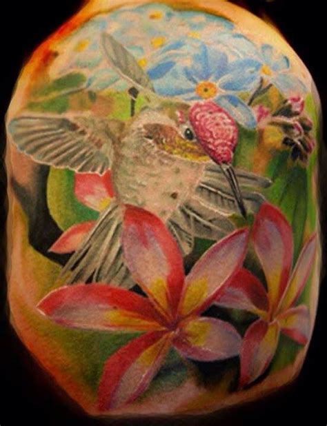 Hummingbird Tattoo By Ronnie Hadley With Point Of Focus Flowers